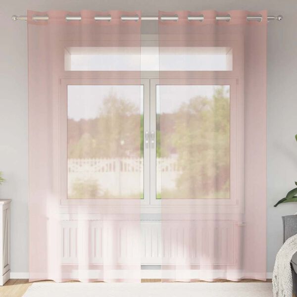 vidaXL Voile Curtains with Grommets 2 pcs Pink 140x245 cm