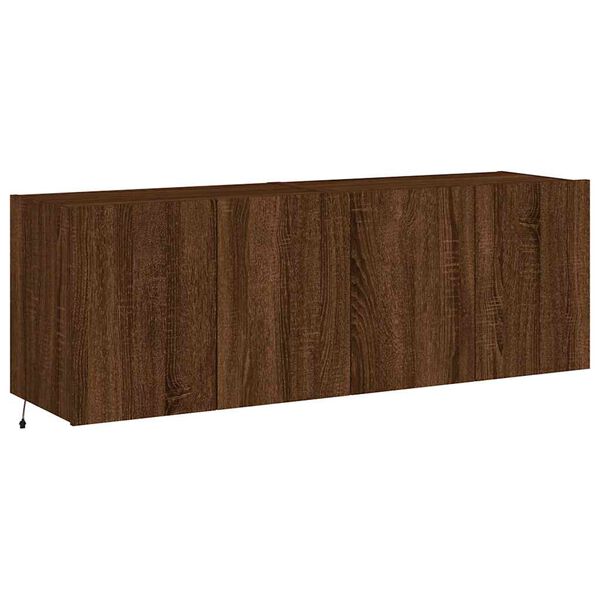 vidaXL TV Wall Cabinets with LED Lights 2 pcs Brown Oak 60x35x41 cm
