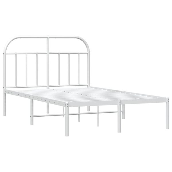 vidaXL Metal Bed Frame without Mattress with Headboard White 135x190cm