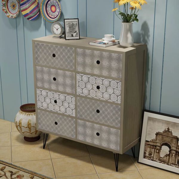 vidaXL Sideboard 8 Drawers Grey
