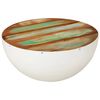 vidaXL Bowl-shaped Coffee Table White &Oslash;50x24 cm Solid Wood Reclaimed