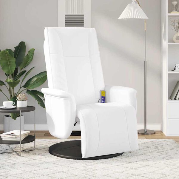 vidaXL Massage Recliner Chair with Footrest White Faux Leather