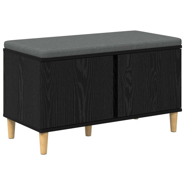 vidaXL Hall Bench with Cushion with Storage Black Oak 80 x 38 x 46 cm