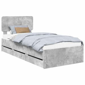 vidaXL Bed Frame with Drawer Concrete Grey 75 x 190 cm Engineered Wood