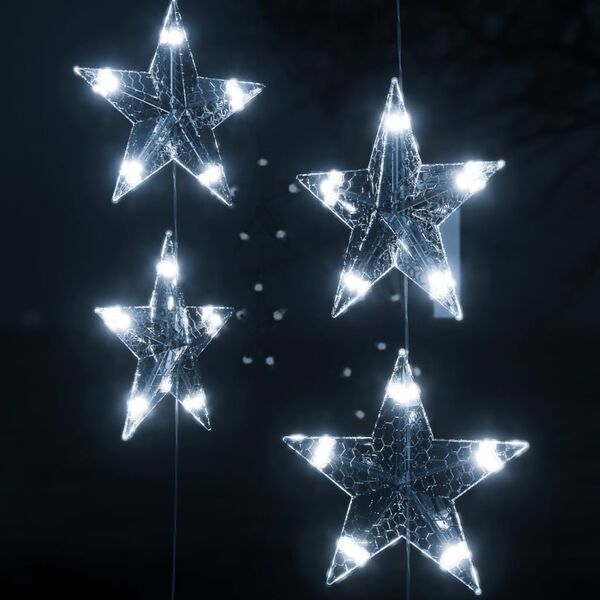 vidaXL LED Star Curtain Fairy Lights 500 LED Cold White 8 Function