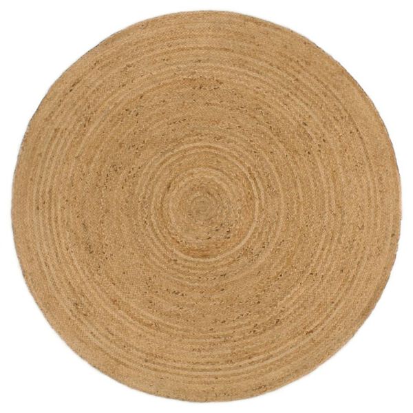 vidaXL Braided Rug Reversible Navy Blue and Natural 120 cm Jute Round