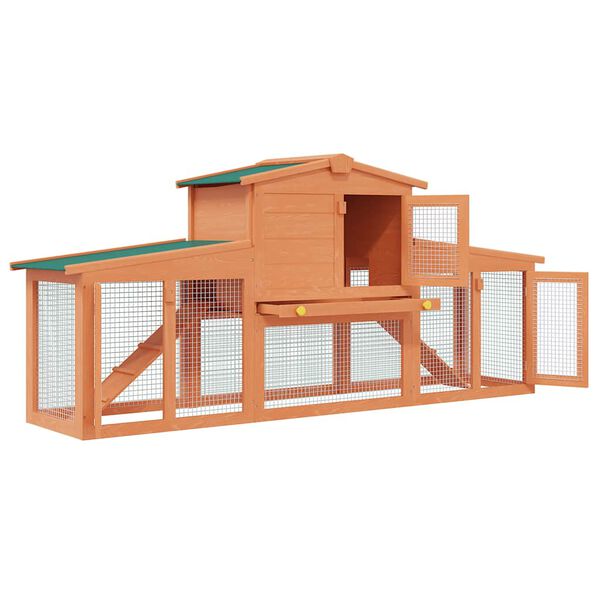 vidaXL Large Rabbit Hutch Small Animal House Pet Cage with Roofs Wood
