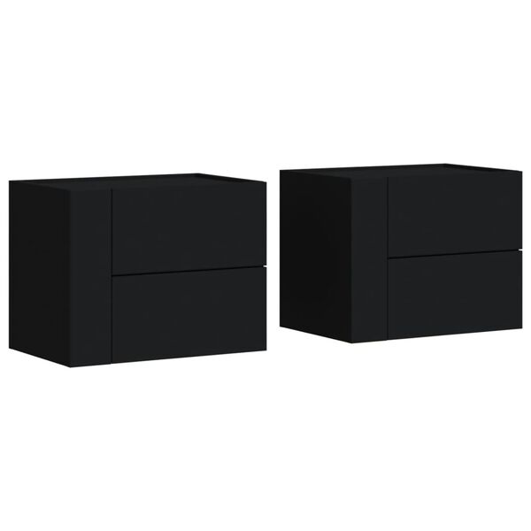 vidaXL Wall-mounted Bedside Cabinets 2 pcs Black 45x30x35 cm
