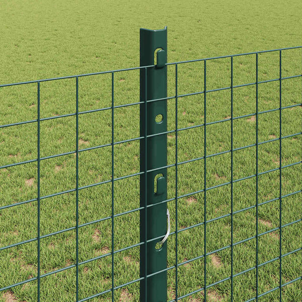 vidaXL Fence with Post Green 1.2 x 10 m Steel and PVC