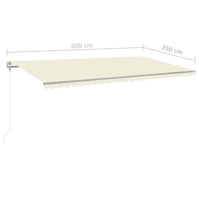 vidaXL Manual Retractable Awning with Posts 6x3.5 m Cream