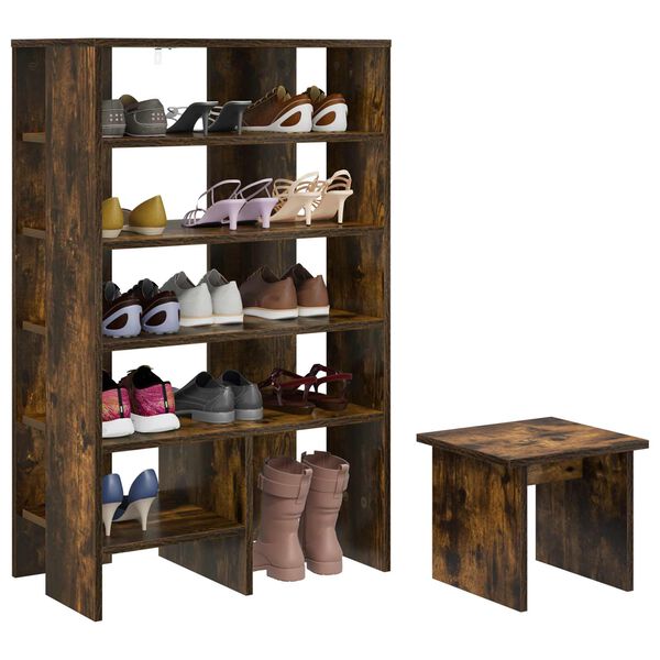 vidaXL Shoe Cabinet with Shelf 2 pcs Smoked Oak Engineered Wood