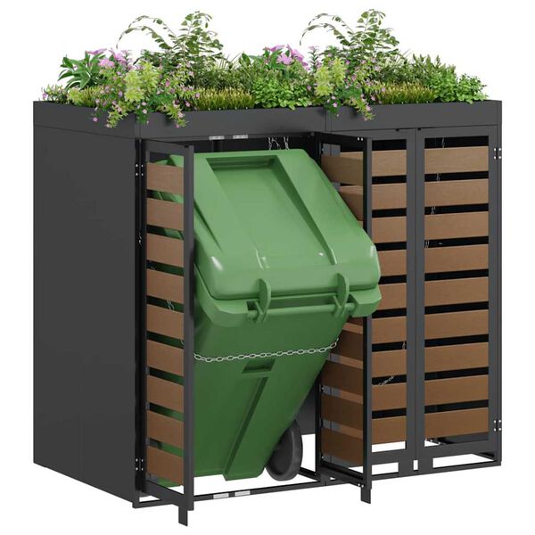 vidaXL Wheelie Bin Storage for 2 Bins Anthracite 136 x 77.5 x 121.5 cm