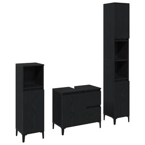 vidaXL Bathroom Furniture Set 3 pcs Black Oak