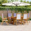 vidaXL 7 Piece Garden Dining Set Blue and White Fabric and Solid Wood