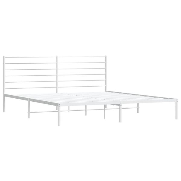 vidaXL Metal Bed Frame without Mattress with Headboard White 193x203cm