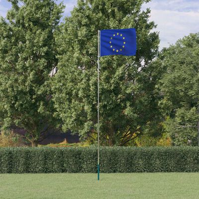vidaXL Europe Flag and Pole 5.55 m Aluminium