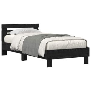 vidaXL Bed Frame with LED Black Oak 100 x 200 cm Engineered Wood