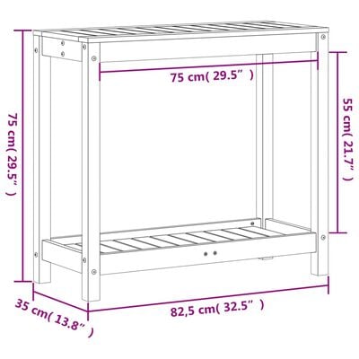 vidaXL Potting Table with Shelf White 82.5x35x75 cm Solid Wood Pine