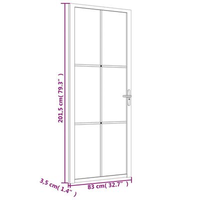 vidaXL Interior Door 83x201.5 cm White ESG Glass and Aluminium