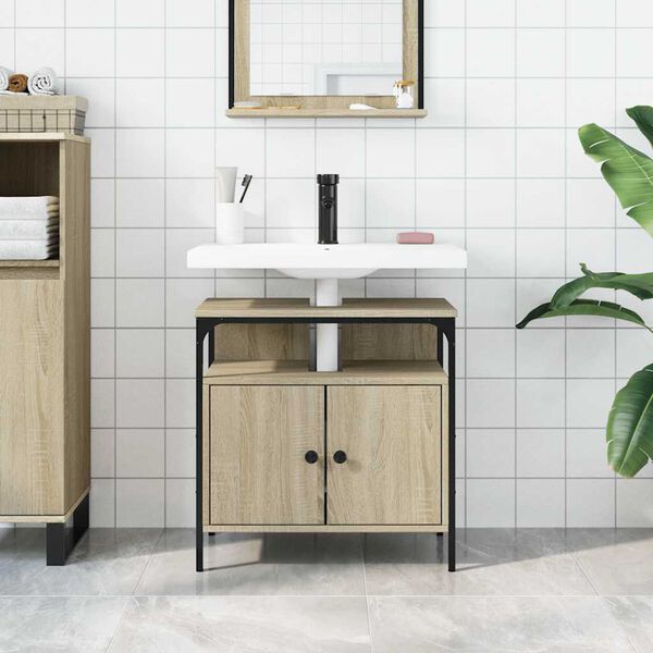 vidaXL Bathroom Sink Cabinet Sonoma Oak 60x30x60 cm Engineered Wood