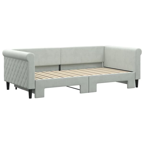 vidaXL Daybed with Trundle without Mattress Light Grey 90x190 cm Single