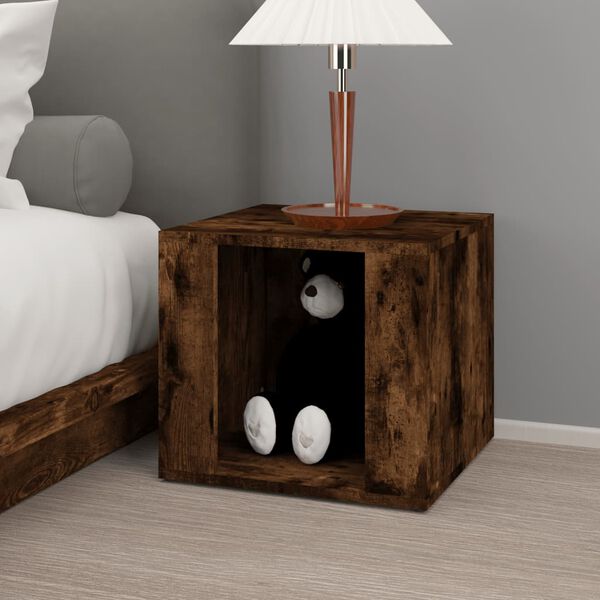 vidaXL Bedside Table Smoked Oak 41x40x36 cm Engineered Wood