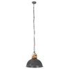 vidaXL Industrial Hanging Lamp Grey Round 32 cm E27 Solid Mango Wood