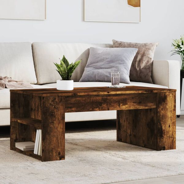 vidaXL Coffee Table Smoked Oak 102x55x42 cm Engineered Wood