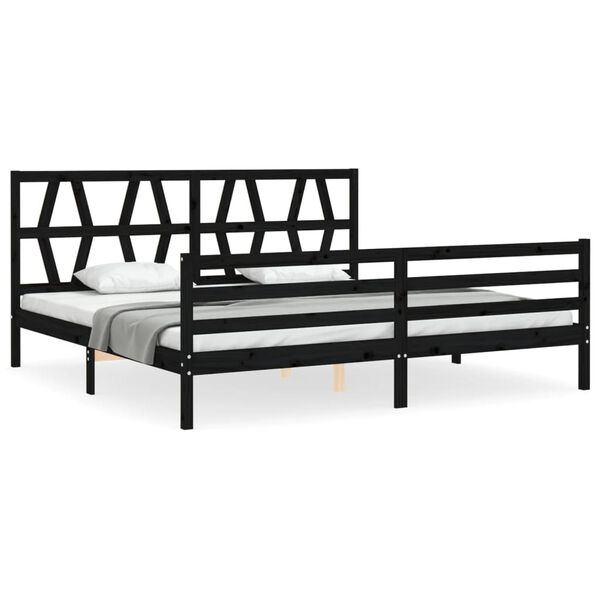 vidaXL Bed Frame without Mattress Black 200x200 cm Solid Wood