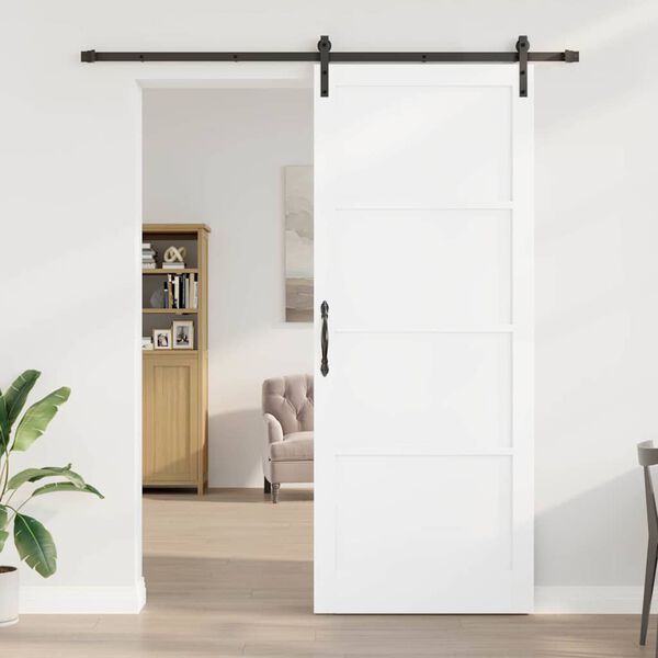 vidaXL Sliding Door Manual White and black 93 x 232 cm
