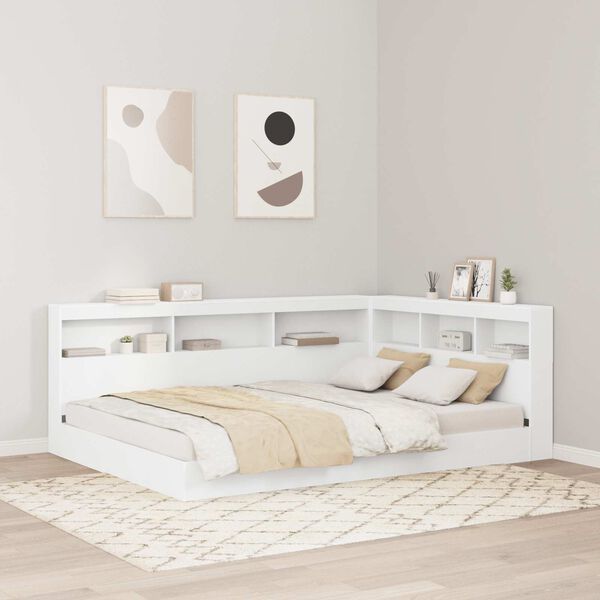 vidaXL Storage Headboard with Shelf White 140 cm Engineered Wood