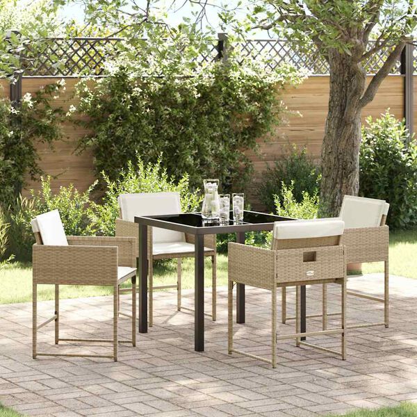 vidaXL Garden Dining Set 5 pcs Beige Poly Rattan