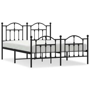 vidaXL Metal Bed Frame without Mattress with Footboard Black 140x190cm
