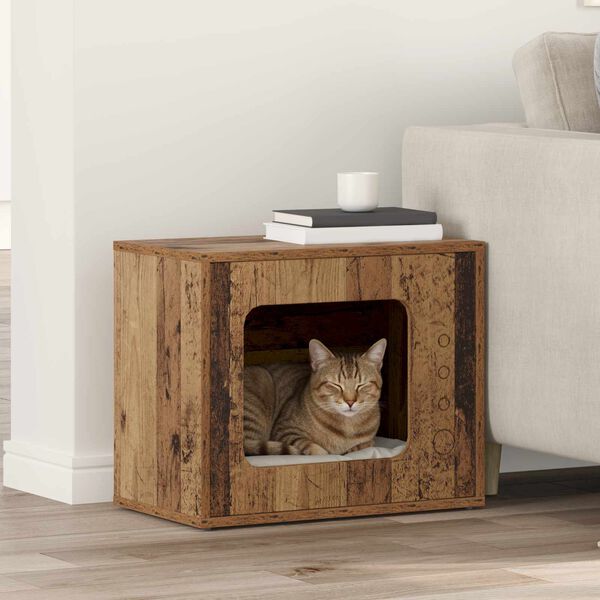 vidaXL Cat House Old Wood 51 x 30 x 42.5 cm Engineered Wood
