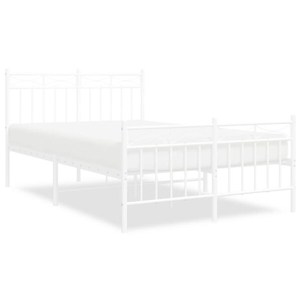 vidaXL Metal Bed Frame without Mattress with Footboard White 120x190cm