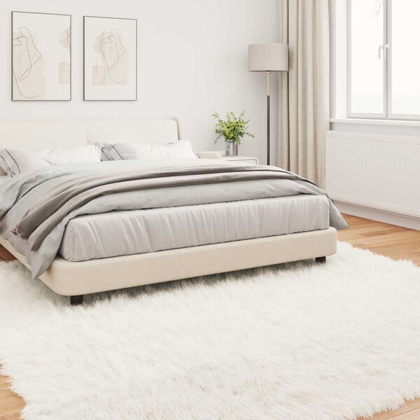 vidaXL Faux Sheepskin Rug Tafalla White 240 x 240 cm Polyester