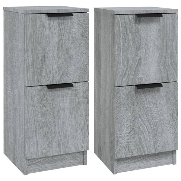 vidaXL Sideboards 2 pcs Grey Sonoma 30x30x70 cm Engineered Wood