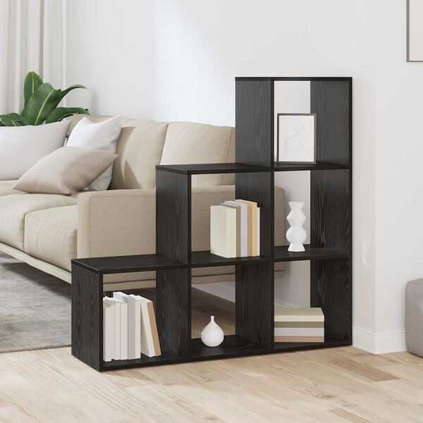 vidaXL Room Divider Bookcase Black Oak 99 x 29 x 99 cm Engineered Wood