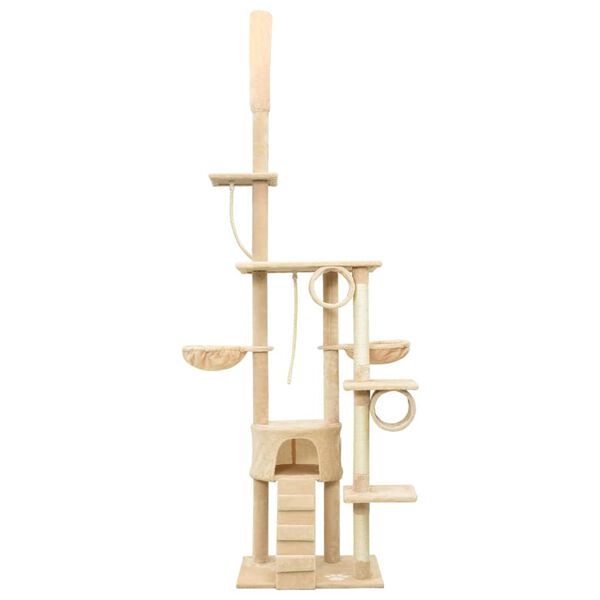 vidaXL Floor to Ceiling Cat Tree Beige 220-240 cm