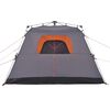 vidaXL Camping Tent Cabin 4-Person Grey and Orange Quick Release