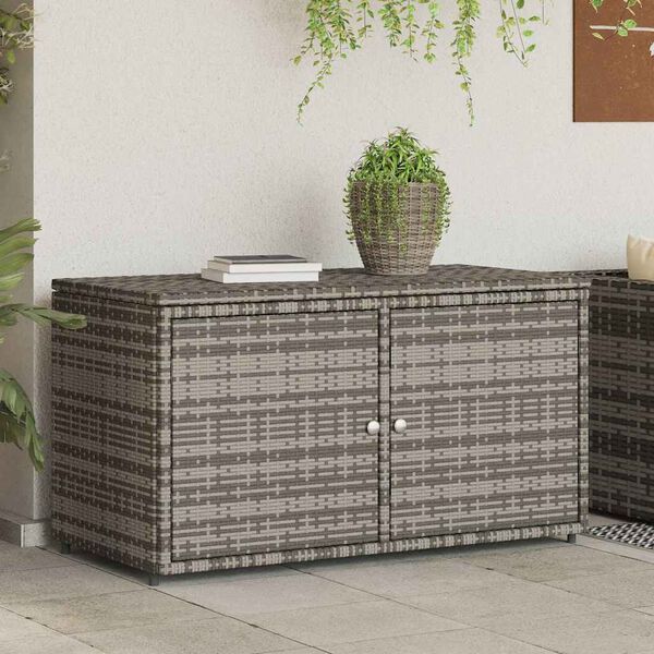 vidaXL Garden Storage Cabinet Grey 110x55x60.5 cm Poly Rattan
