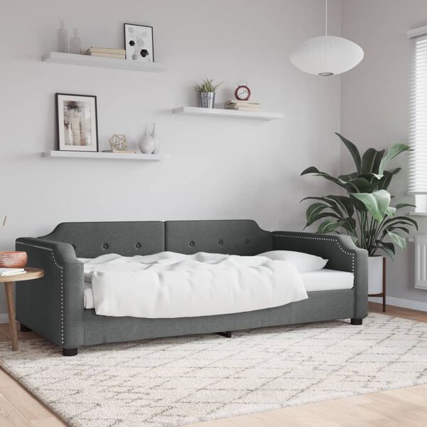 vidaXL Day Bed without Mattress Dark Grey 90x190 cm Single Fabric