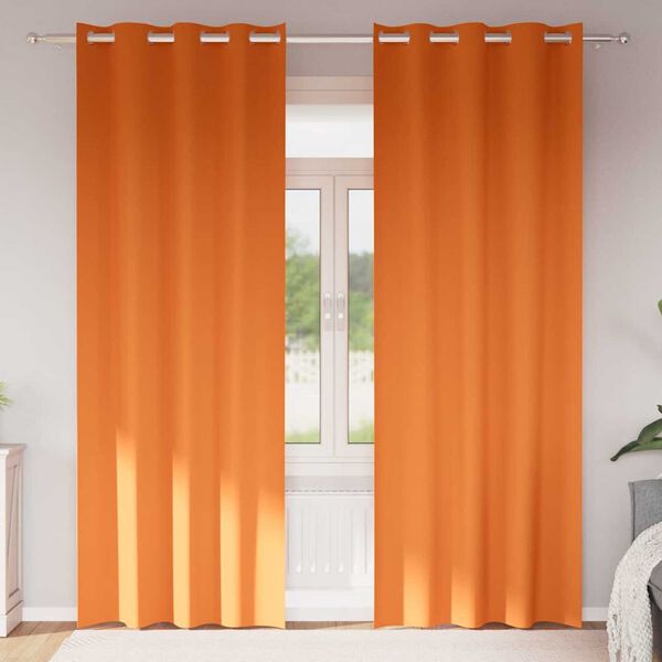 vidaXL Blackout Curtains with Rings 2 pcs Bright Orange 225 x 140 cm
