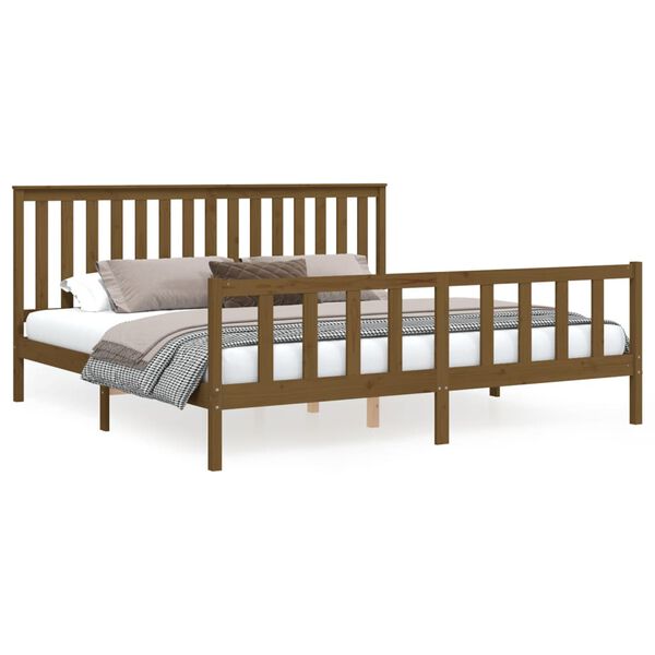 vidaXL Bed Frame without Mattress Brown Solid Wood Pine Super King Size