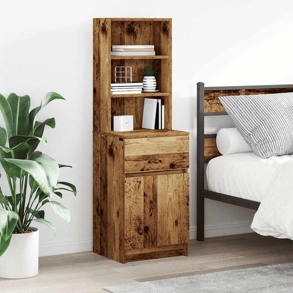 vidaXL Bedside Cabinet Old Wood 39x35x125 cm Engineered Wood