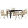 vidaXL Garden Dining Set with Cushion 7 pcs Beige and Black Rattan