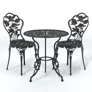 vidaXL 3 Piece Bistro Set Cast Aluminium Black