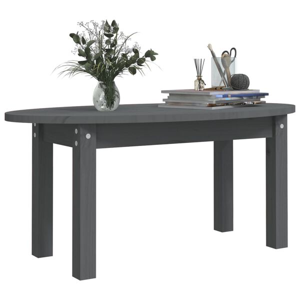 vidaXL Coffee Table Grey 80x40x35 cm Solid Wood Pine