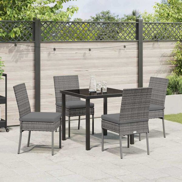 vidaXL Garden Dining Set 5 pcs Grey Poly rattan
