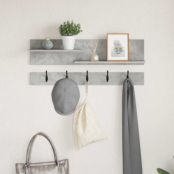 vidaXL Wall-Mounted Coat Rack with Shelf Concrete Grey 90 x 15 x 36 cm